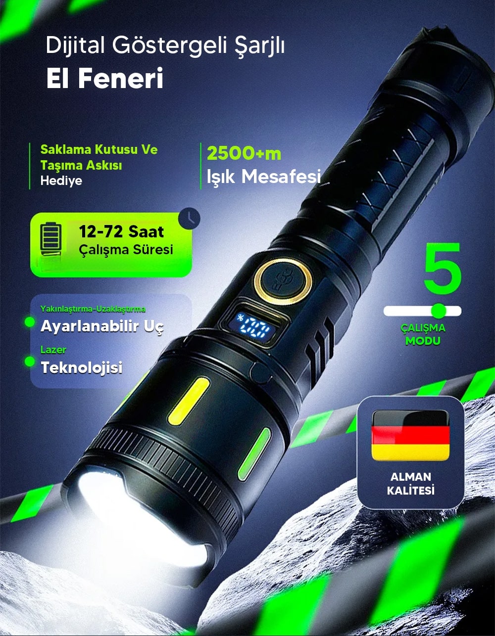 Dijital Şarjlı Fener