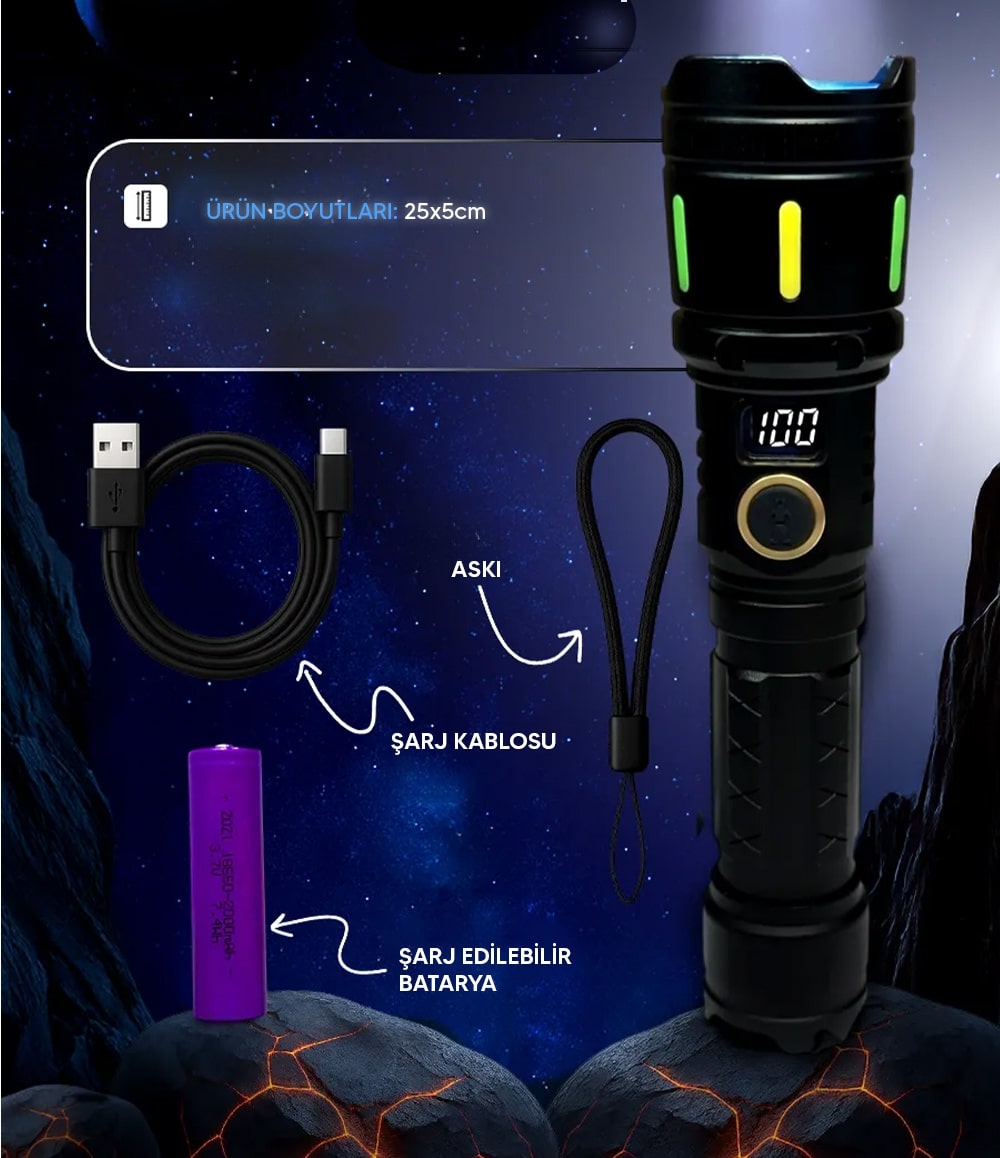 Dijital Şarjlı Fener